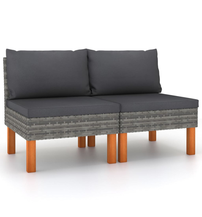 Canapés centraux 2 pcs Résine tressée et bois d'eucalyptus | Mobilier & Déco