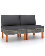Canapés centraux 2 pcs Résine tressée et bois d'eucalyptus | Mobilier & Déco