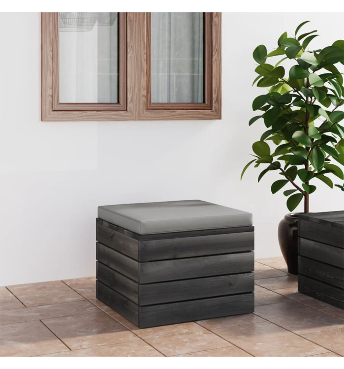 Repose-pied palette de jardin avec coussin Bois de pin | Mobilier & Déco