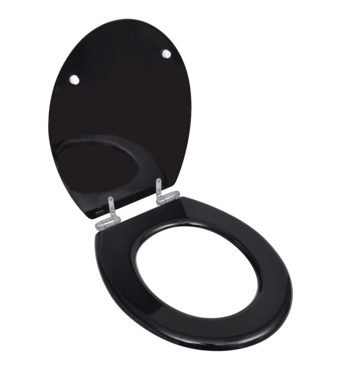Siège de toilette MDF Couvercle à fermeture en douceur Noir | Mobilier & Déco