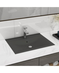 Lavabo avec trou de robinet Gris foncé mat 60x46 cm Céramique | Mobilier & Déco