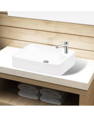 Lavabo à trou pour robinet céramique Blanc pour salle de bain | Mobilier & Déco