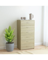 Buffet avec 6 tiroirs Chêne sonoma 50x34x96cm Bois d'ingénierie | Mobilier & Déco