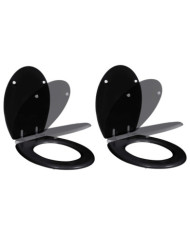 Sièges de toilette avec couvercles 2 pcs MDF Noir | Mobilier & Déco