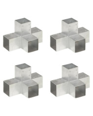 Connecteurs de poteau 4 pcs Forme en X Métal galvanisé 91x91 mm | Mobilier & Déco