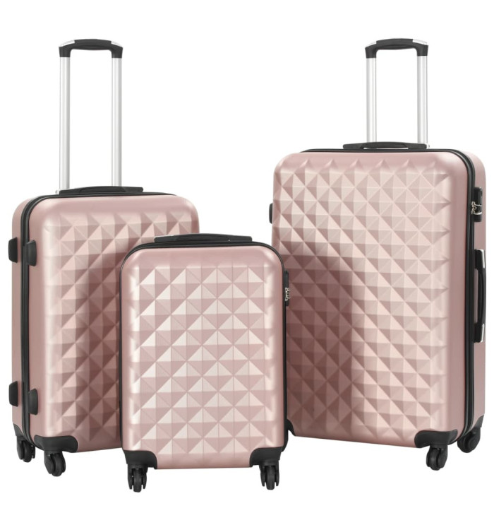 Valise rigide 3 pcs Doré rose ABS | Mobilier & Déco