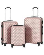 Valise rigide 3 pcs Doré rose ABS | Mobilier & Déco
