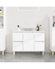 Meuble d'évier blanc brillant 80x33x60 cm bois d'ingénierie | Mobilier & Déco