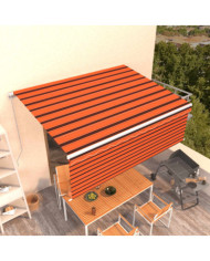 Auvent manuel rétractable avec store 4x3 m Orange et marron | Mobilier & Déco