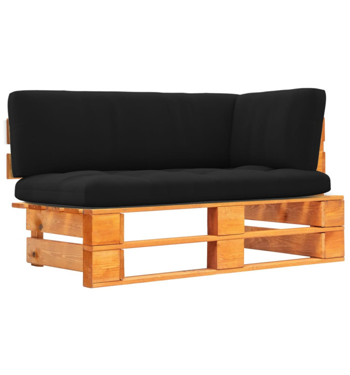 Canapé d'angle palette de jardin marron miel bois pin imprégné | Mobilier & Déco