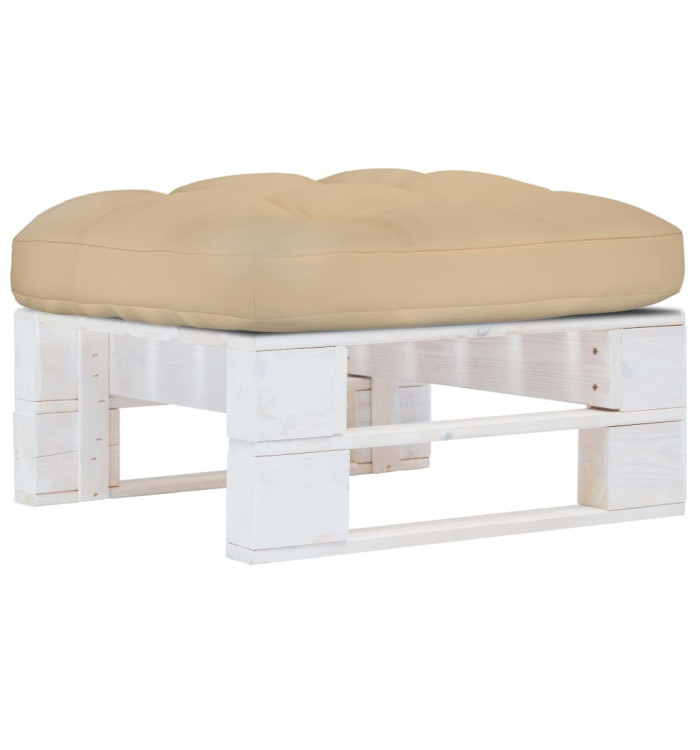 Pouf palette de jardin Bois de pin imprégné de blanc | Mobilier & Déco