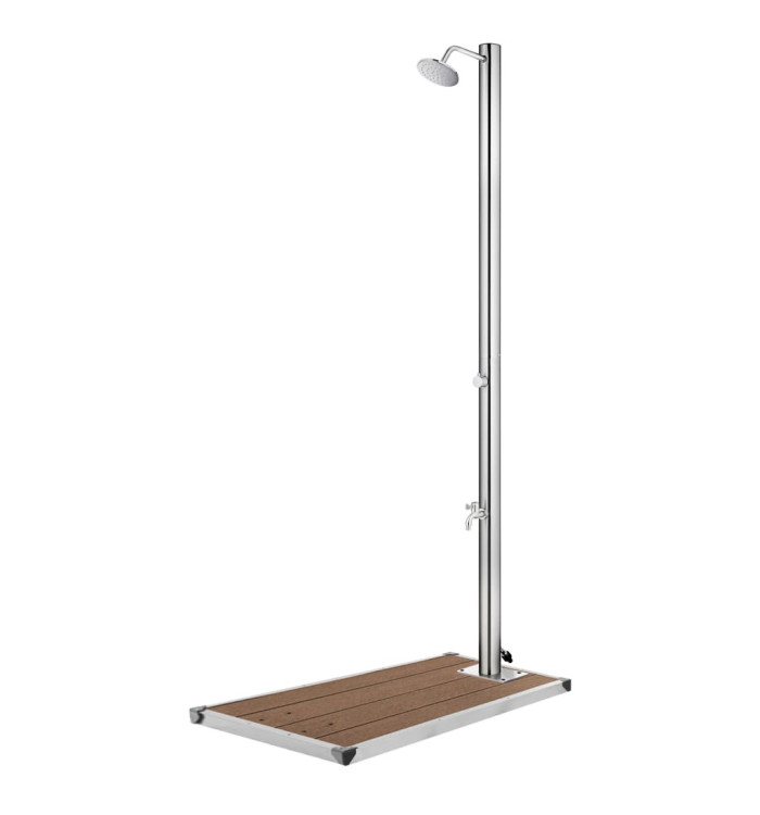 Douche de jardin avec base marron 220 cm Acier inoxydable | Mobilier & Déco
