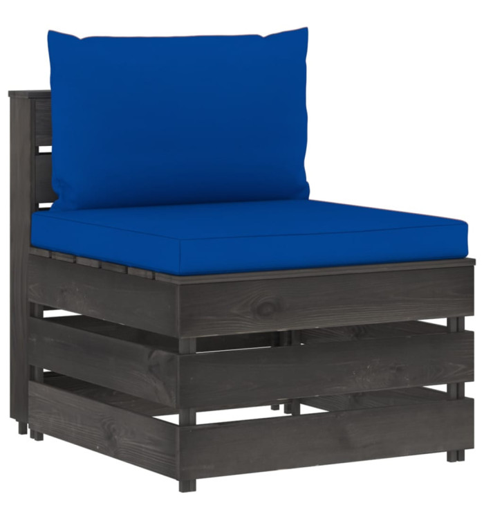 Canapé central sectionnel avec coussins Bois imprégné de gris | Mobilier & Déco