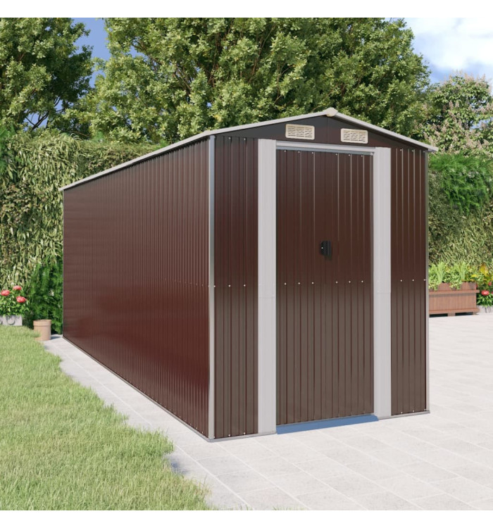 Abri de jardin Marron foncé 192x523x223 cm Acier galvanisé | Mobilier & Déco