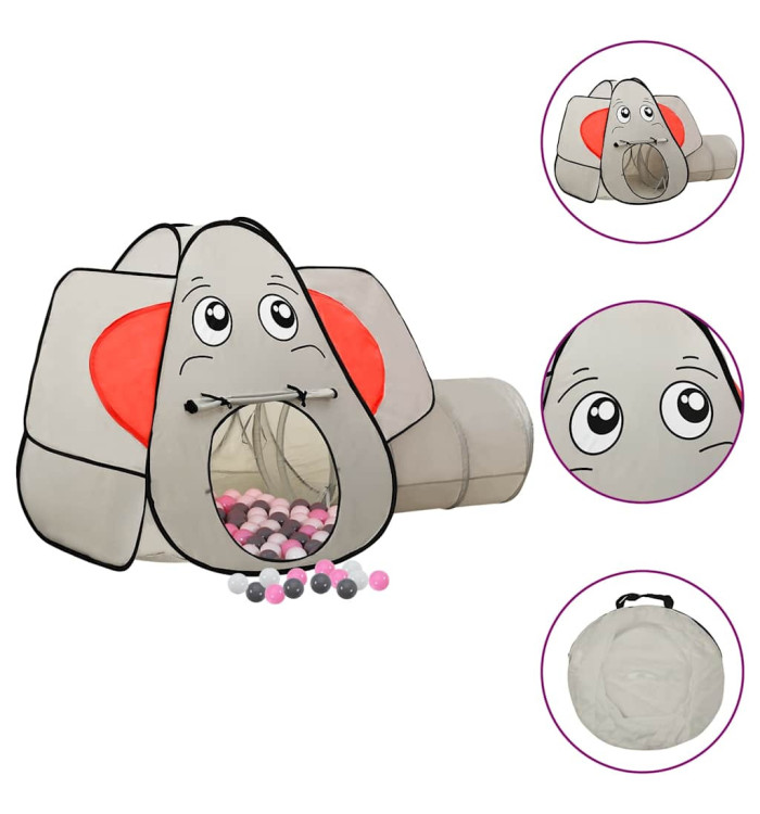 Tente de jeu pour enfants 250 balles Éléphant Gris 174x86x101cm | Mobilier & Déco