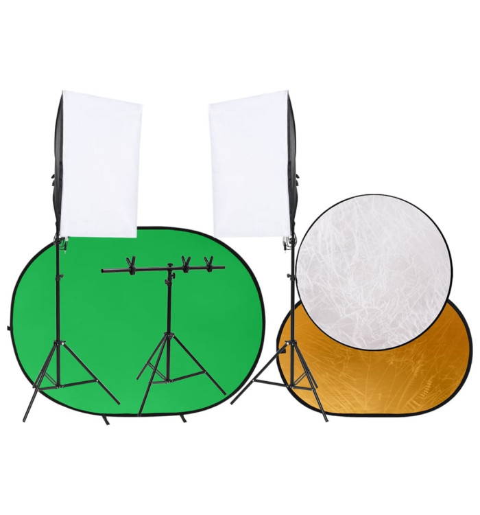 Kit de studio photo avec éclairage écran de fond et réflecteur | Mobilier & Déco