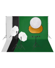 Kit de studio photo avec éclairage toile de fond et réflecteur | Mobilier & Déco