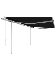Auvent rétractable automatique avec poteaux 4,5x3 m Anthracite | Mobilier & Déco