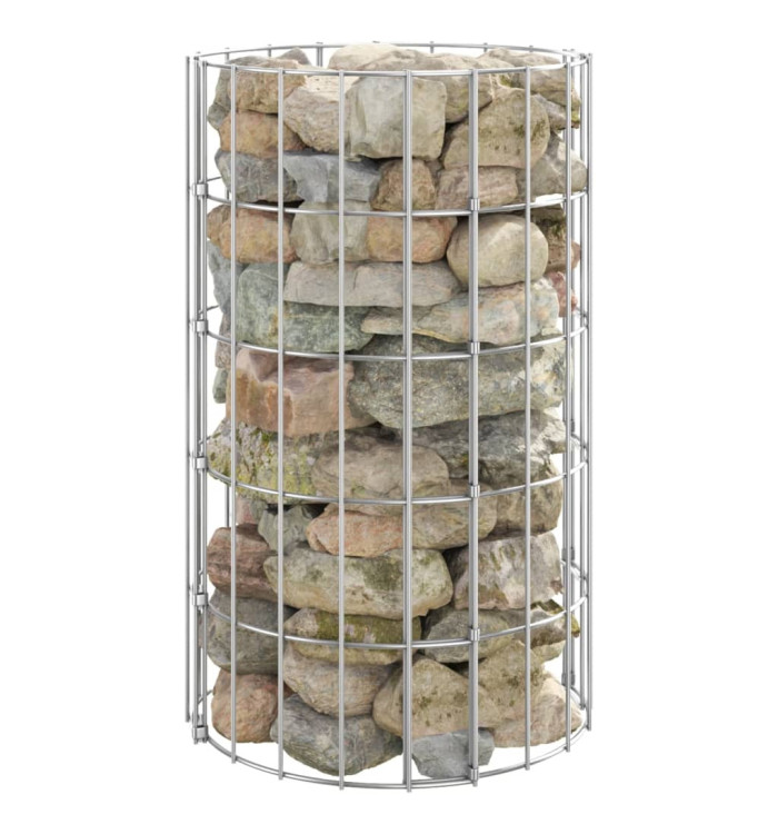 Poteau à gabion circulaire Acier galvanisé Ø30x50 cm | Mobilier & Déco