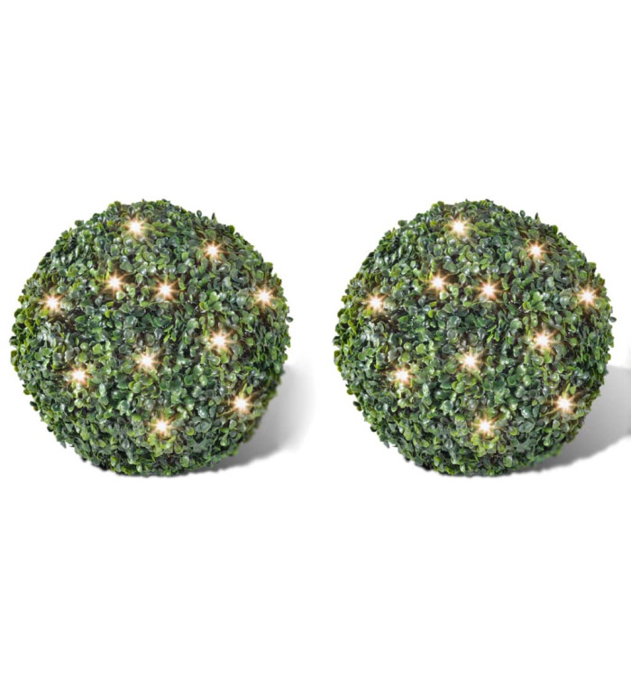 2 pièce de boule 27 cm avec guirlande lumineuse solaire 24 LED | Mobilier & Déco