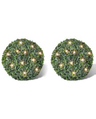 2 pièce de boule 27 cm avec guirlande lumineuse solaire 24 LED | Mobilier & Déco