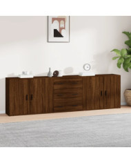 Buffets 3 pcs Chêne marron Bois d'ingénierie | Mobilier & Déco