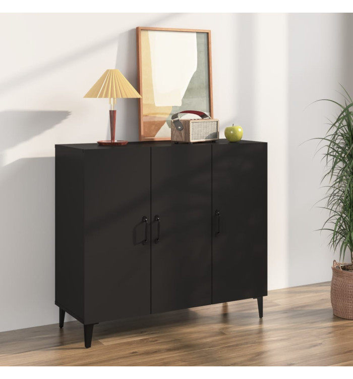 Buffet noir 90x34x80 cm bois d'ingénierie | Mobilier & Déco