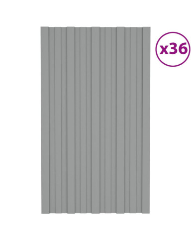 Panneaux de toiture 36 pcs Acier galvanisé Gris 80x45 cm | Mobilier & Déco