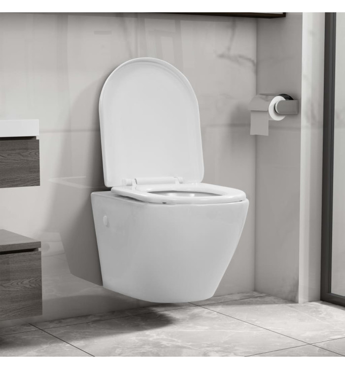 Toilette suspendue au mur sans rebord Céramique Blanc | Mobilier & Déco