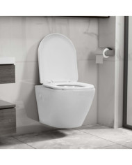 Toilette suspendue au mur sans rebord Céramique Blanc | Mobilier & Déco
