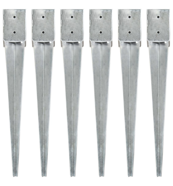 Piquets au sol 6 pcs Argenté 10x10x76 cm Acier galvanisé | Mobilier & Déco