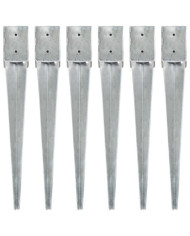 Piquets au sol 6 pcs Argenté 10x10x76 cm Acier galvanisé | Mobilier & Déco
