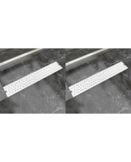 Drain de douche linéaire 2 pcs 630 x 140 mm Acier inoxydable | Mobilier & Déco