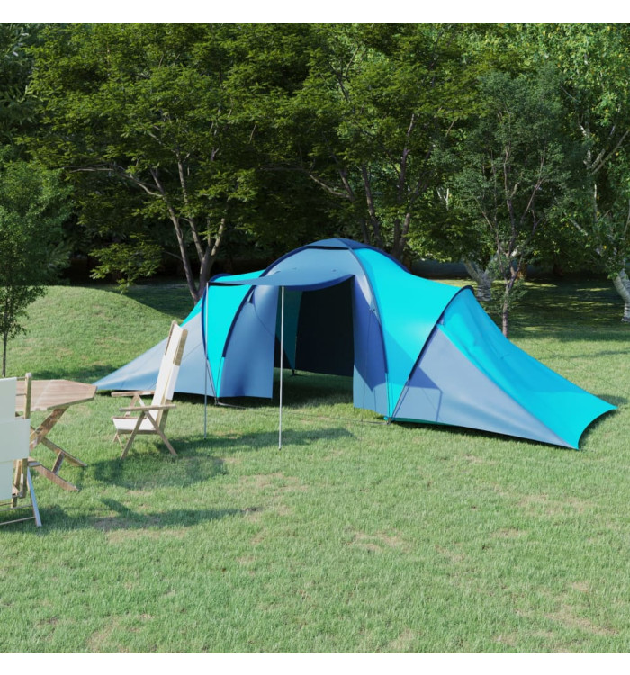 Tente de camping pour 6 personnes bleu et bleu clair | Mobilier & Déco