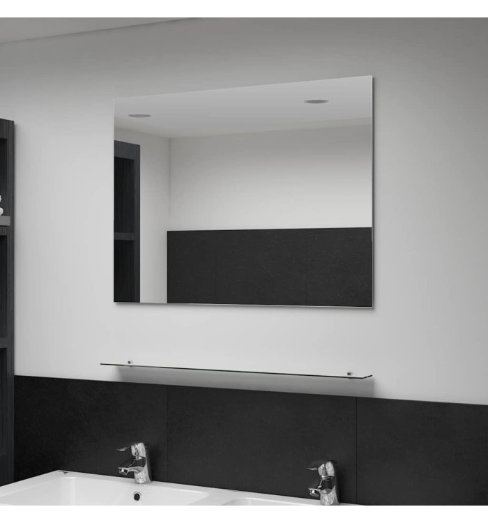 Miroir mural avec étagère 80x60 cm Verre trempé | Mobilier & Déco