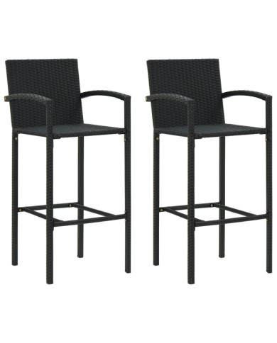 Tabourets de bar lot de 2 noir résine tressée | Mobilier & Déco
