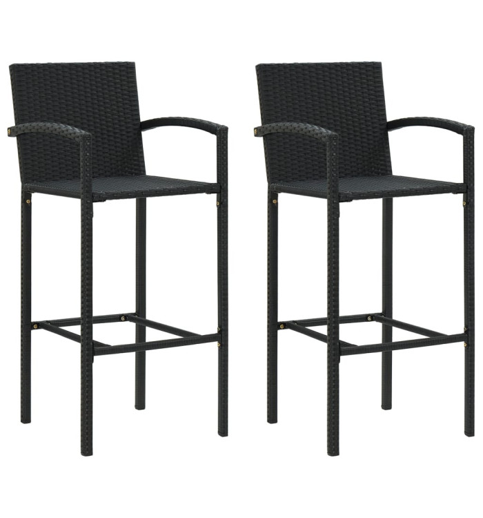 Tabourets de bar lot de 2 noir résine tressée | Mobilier & Déco