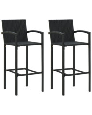 Tabourets de bar lot de 2 noir résine tressée | Mobilier & Déco