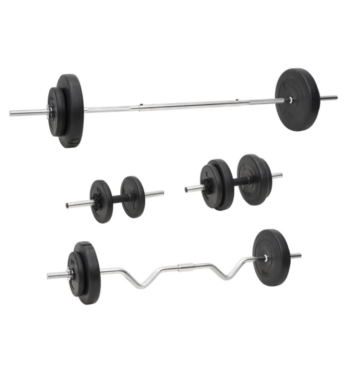 Ensemble d'haltères et de barres avec plaques 60 kg | Mobilier & Déco