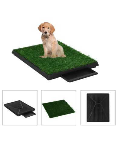 Tapis pour animaux 2 pcs avec plateau et gazon artificiel Vert | Mobilier & Déco