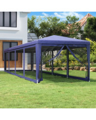 Tente de fête et 10 parois latérales en maille Bleu 3x12 m PEHD | Mobilier & Déco
