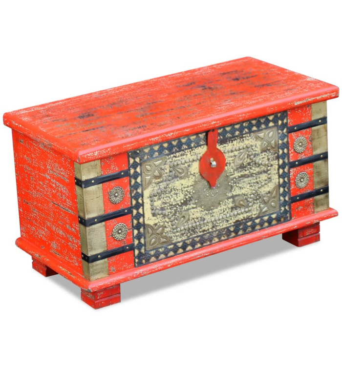 Coffre de rangement Bois de manguier rouge 80 x 40 x 45 cm | Mobilier & Déco
