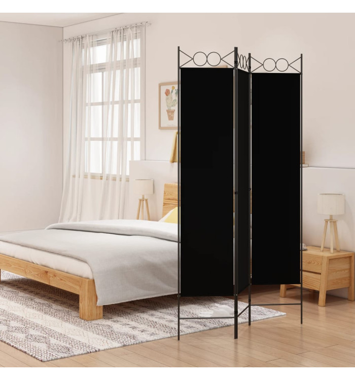 Cloison de séparation 3 panneaux Noir 120x200 cm Tissu | Mobilier & Déco