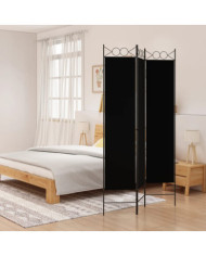 Cloison de séparation 3 panneaux Noir 120x200 cm Tissu | Mobilier & Déco