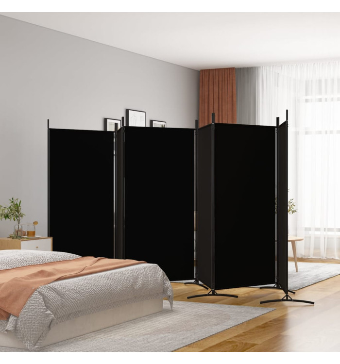 Cloison de séparation 6 panneaux Noir 520x180 cm Tissu | Mobilier & Déco