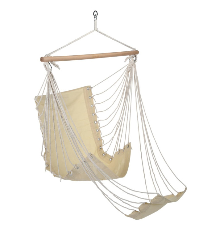 HI Chaise hamac avec repose-pieds Beige Toile de coton | Mobilier & Déco