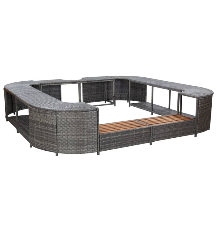 Cadre de spa carré gris 268x268x55 cm résine tressée | Mobilier & Déco