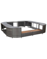 Cadre de spa carré gris 268x268x55 cm résine tressée | Mobilier & Déco