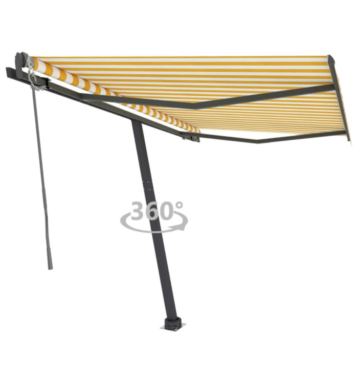 Auvent automatique sur pied 350x250 cm Jaune/Blanc | Mobilier & Déco