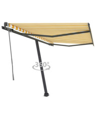 Auvent automatique sur pied 350x250 cm Jaune/Blanc | Mobilier & Déco